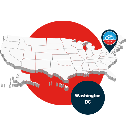 Stylized US map highlighting Washington DC