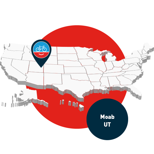 Stylized US map highlighting Moab UT