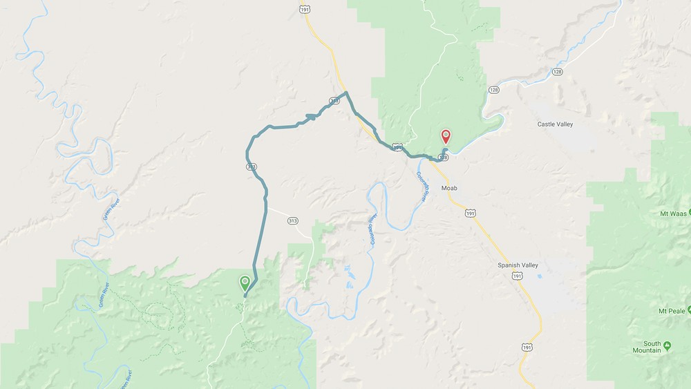 Google Map of Moab Route